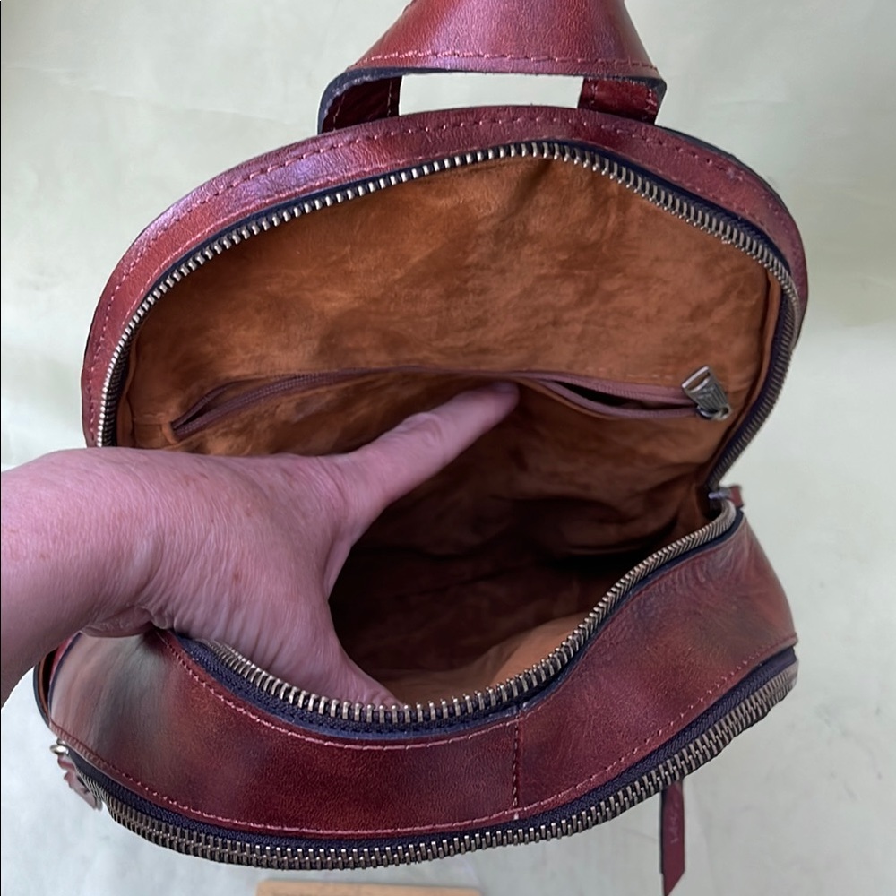 New Patricia Nash Woven Leather Backpack - Reddish Brown - Picture 14 of 16